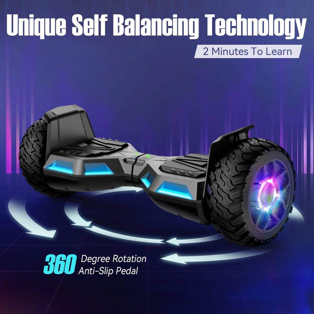  bluetooth hoverboard|what is a hoverboard|Sisigad-Experience the extraordinary with SISIGAD B02 8.5" Music Hoverboard. Unique self-balancing technology, learn in just 2 minutes. Anti-slip pedal, 360-degree rotation, and SUV style. Conquer all terrains with 8.5-inch off-road wheels and flashing motor. Illuminate the ride with 6 colors of LED lights. #SISIGADB02 #MusicHoverboard