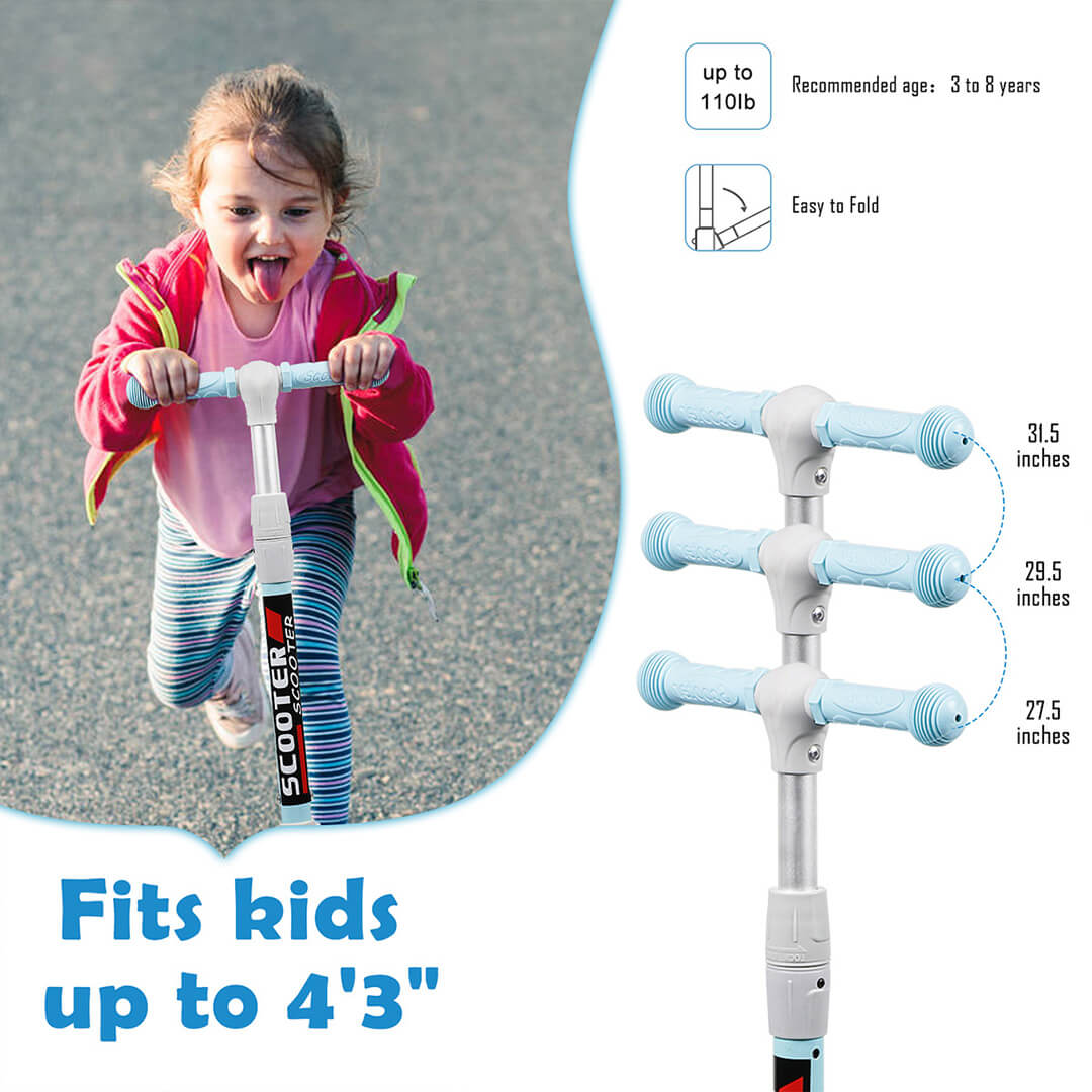 SISIGAD 102 Kick Scooter for Kids. Enjoy quick and safe braking on the SISIGAD 102 Kick Scooter with its front and rear wheels featuring magnetic flashing wheels. Durable PU wheels provide reliable friction when pressing, for an easy and secure stop. 