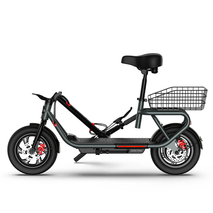  SISIGAD scooter | adult e-scooter| electric scooter bike-Sisigad Gofer Max 12“ Fat Tire Electric Scooter For Shopping! With its sleek dark grey design and mechanical aesthetic, this bike is not only stylish but also practical. Perfect for shopping, its cool appearance adds to the overall charm. Experience convenience and trendiness in one ride!