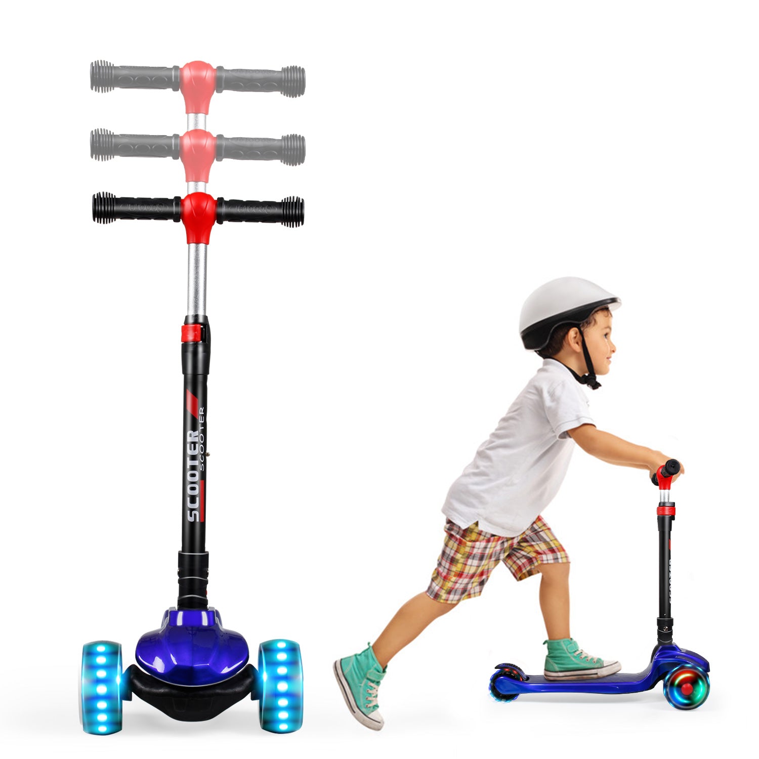 SISIGAD 108 Kick Scooter for Kids (Bright Red/Blue/Black) - SISIGAD
