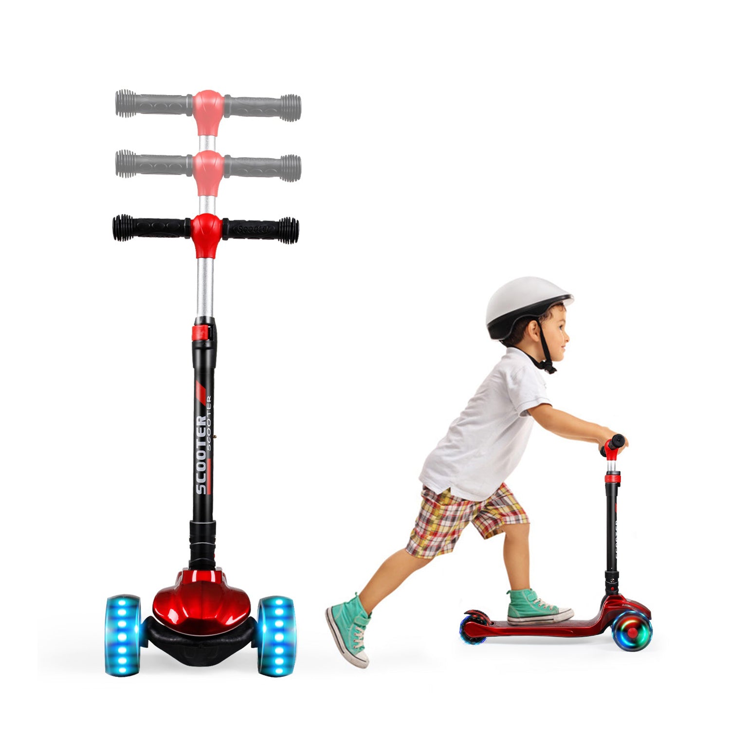 SISIGAD 108 Kick Scooter for Kids (Bright Red/Blue/Black) - SISIGAD