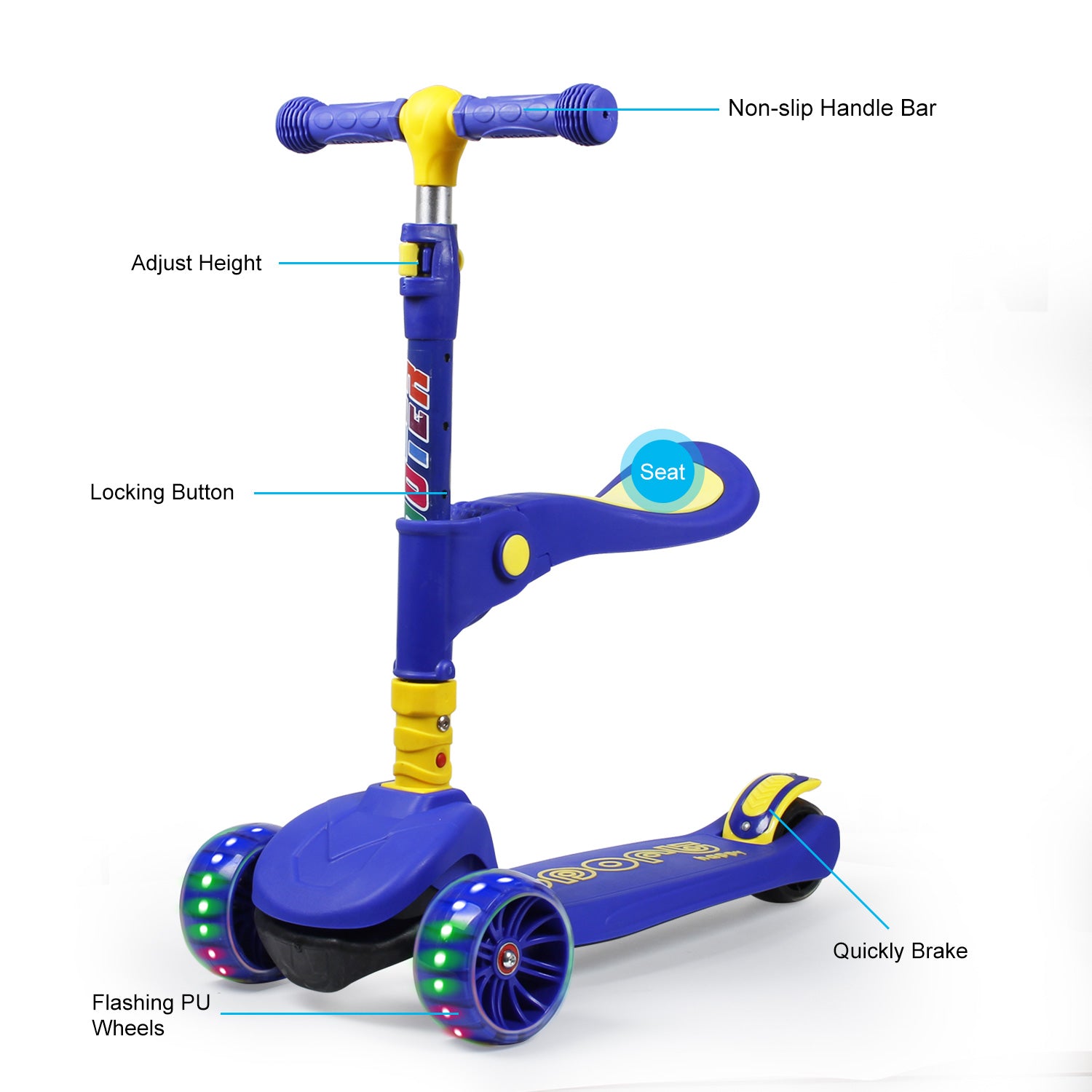 SISIGAD 301 Kick Scooter for Kids w/Seat (4 Colors)
