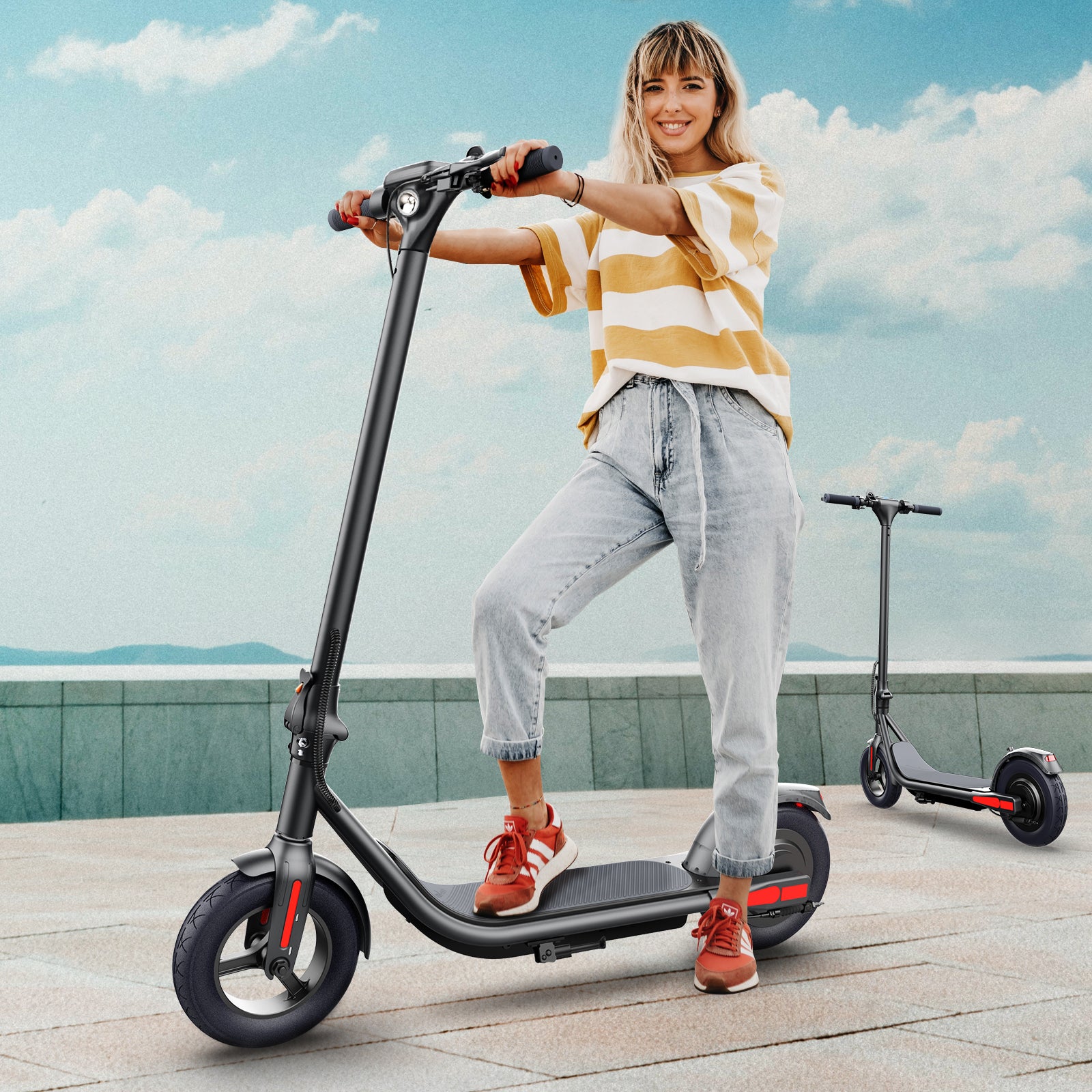 SISIGAD 102 Pro 10" Electric Scooter for Adults, 600W Powerful Motor, 48V 7.5A Battery, up to 19mph and 25 Miles Long Range, Max Load 260lbs - SISIGAD